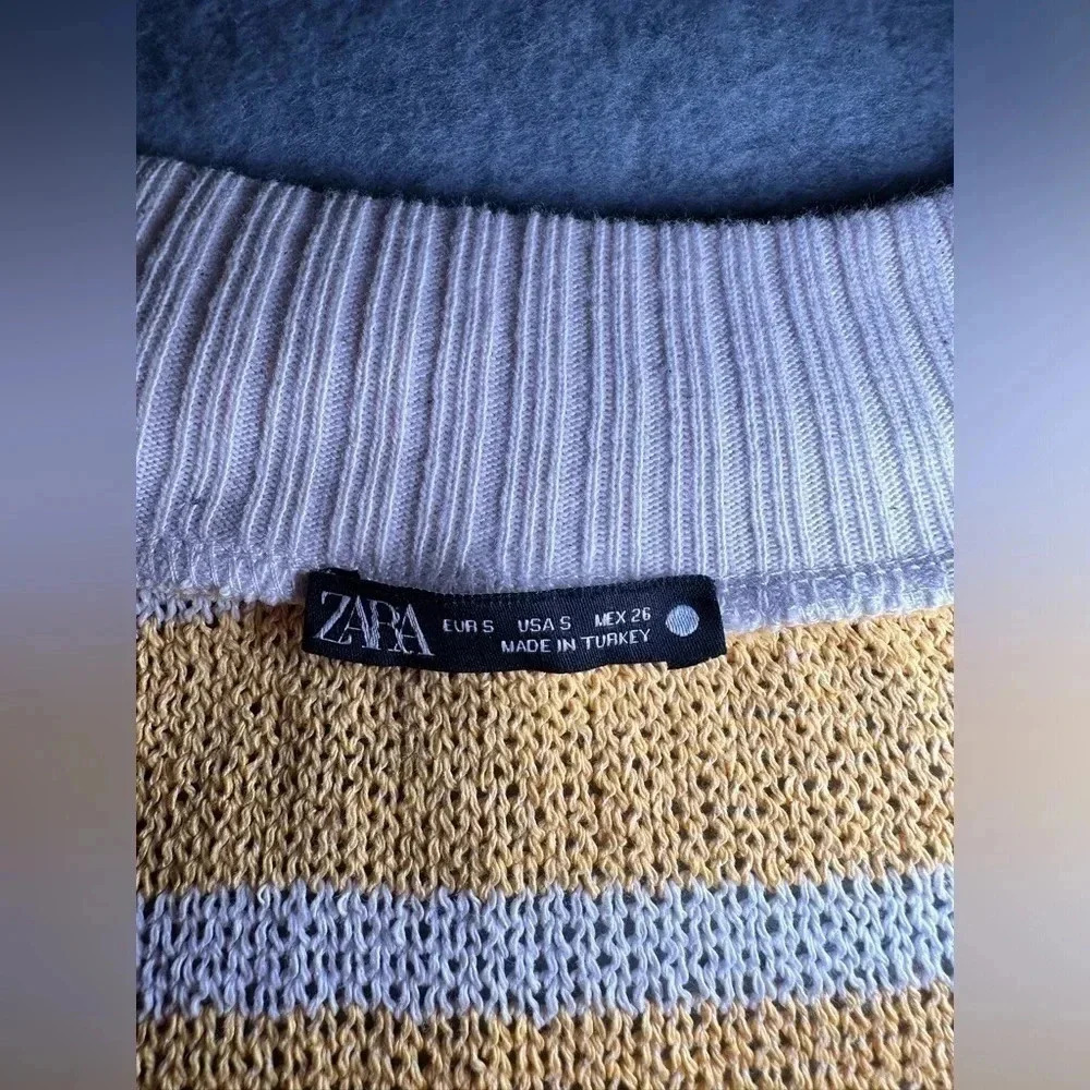 Zara sleeveless vneck yellow striped sweater NWOT size S - Picture 7 of 8